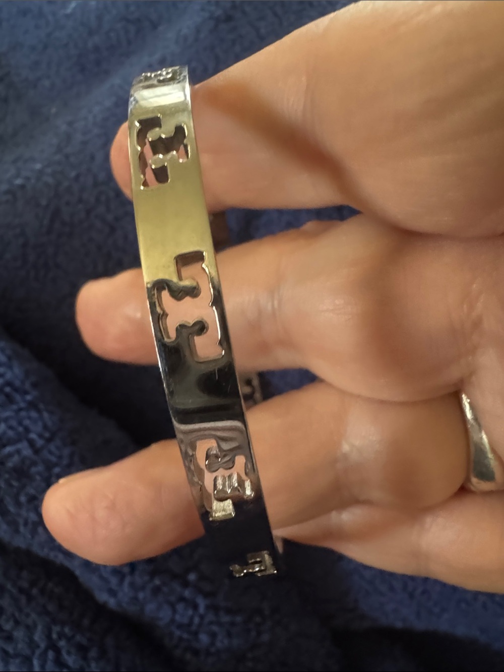Tory Burch Silver Cutout Bangle Bracelet
